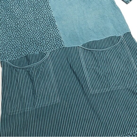 Gudrun Sjoden Stonewashed Teal Floral Stripe Patchwork Pocket Dress XS - Picture 3 of 8